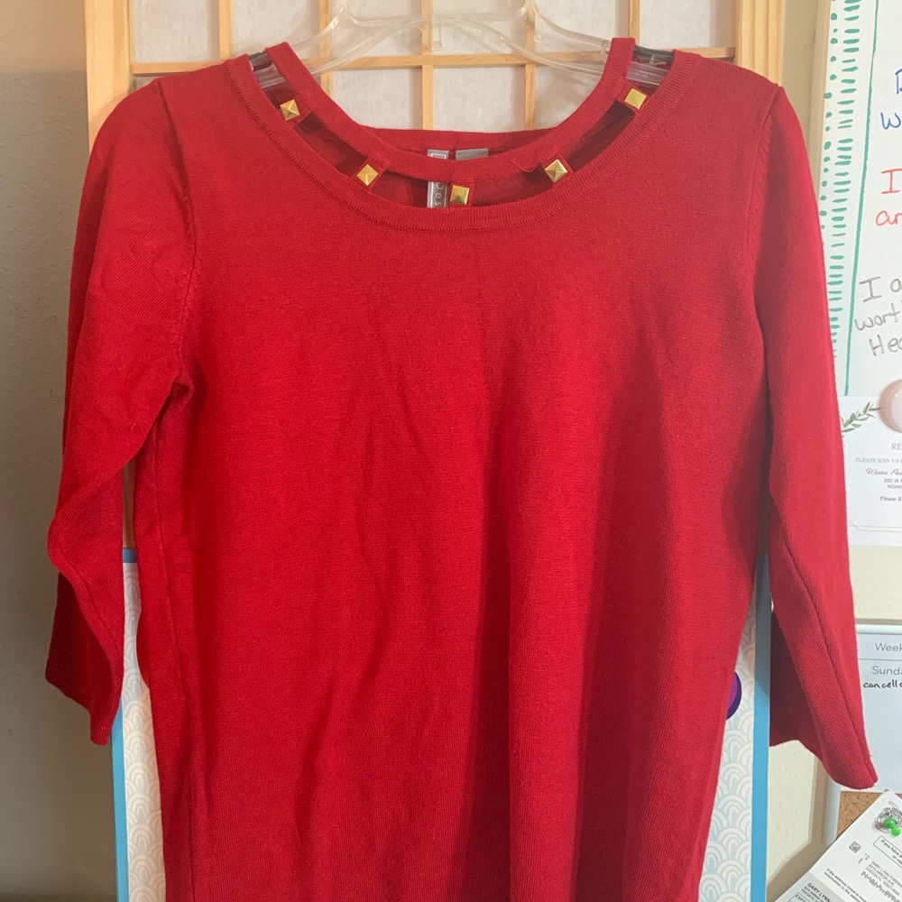 Red 3/4 sleeve lightweight sweater Sz M